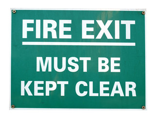 Naklejka premium Fire exit sign with white text over green