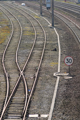 Rail lines and 30 sign