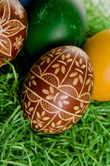 Easter egg on green grass