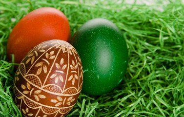 Easter egg on green grass
