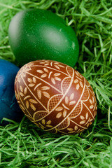 Easter egg on green grass