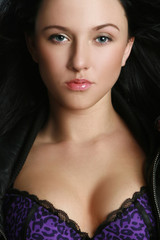 Close-up portrait of a sexy brunette