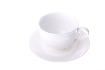 empty white cup with saucer