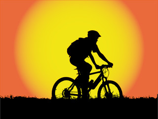 vector - mountain biker girl silhouette