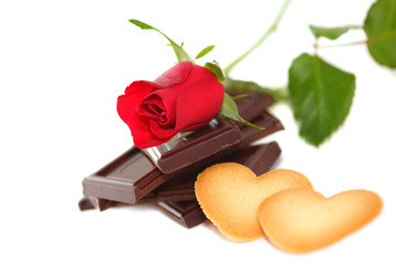 Red Rose with chocolate & cookie