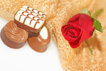 Red Rose with chocolate candy