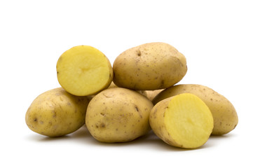 slice potato on white background