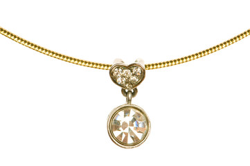 Fototapeta premium Pendant on golden chain isolated on the white