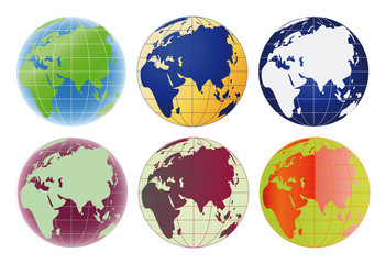 Globe Europe and Asia set of 6 color options
