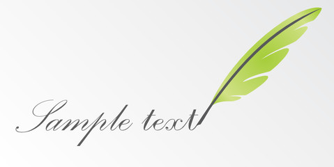 Green vector feather writing