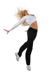 Young Blond Woman Jumping