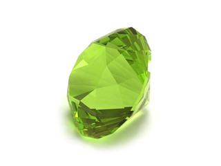 Green gemstone isolated on white background