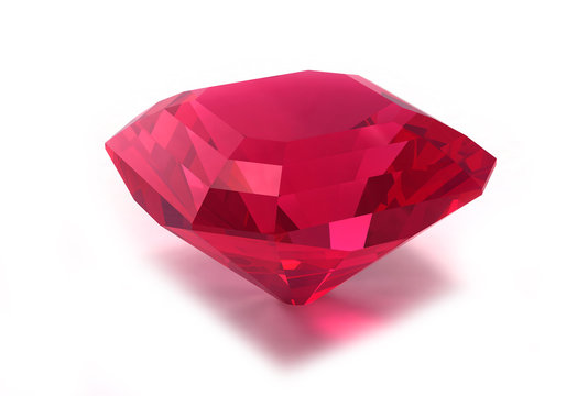 Ruby gemstone isolated on white background