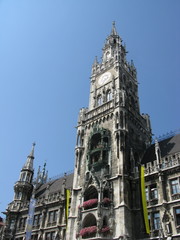 Naklejka na ściany i meble New Town Hall with the famous clock. Munich. Marienplatz