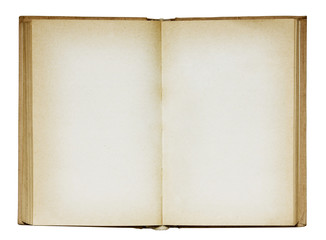 Open old blank book with clipping path.