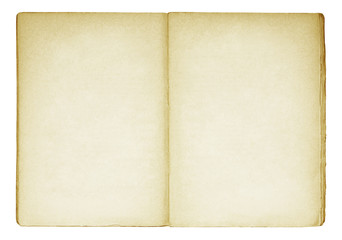 Open old blank book with clipping path.