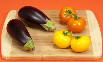 Fresh Eggplant and Tomatoes