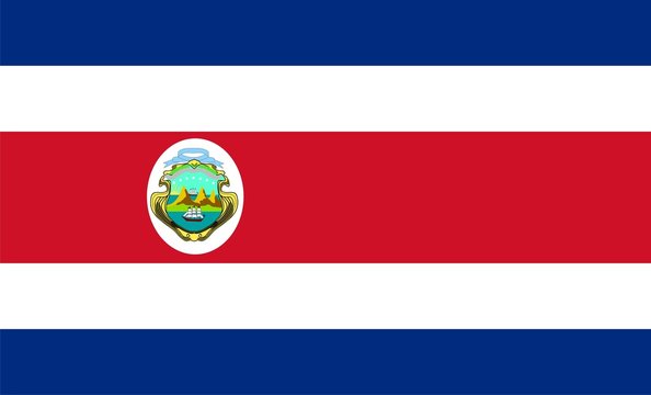 Flag of Costa Rica. Illustration over white background