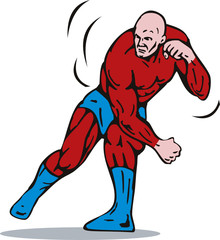 Fototapeta premium Superhero running punching
