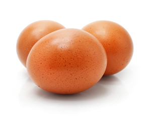 hen's eggs isolated on white