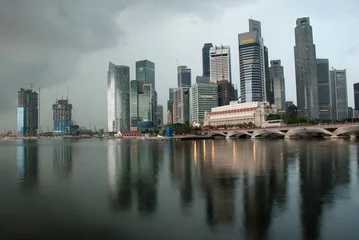 Fotobehang singapore skyline in the morning © subhashpb