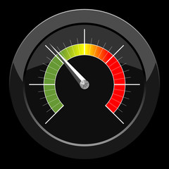 Manometer with colored scale over black background