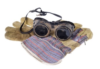 Protective Gloves And Glasses, conceptual studio isolated photo