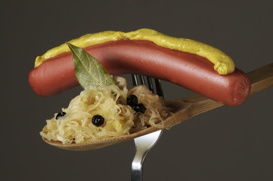 Frankfurter and sauerkraut