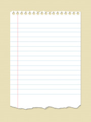 A page of ruled notebook paper