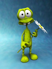 Fototapeta premium Cartoon alien with flower