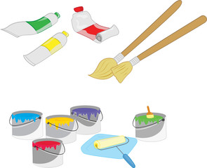 paint brushes and paint