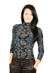 Portrait of a beautiful young woman isolated on white background