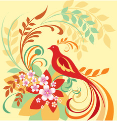 Floral design with birds
