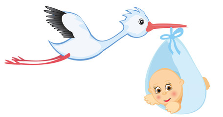 Stork and baby.