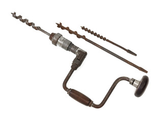 Vintage hand drill with bits