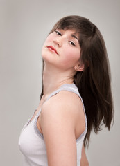Naklejka premium Young girl with freckles