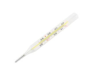 Mercury medical thermometer isolated on white