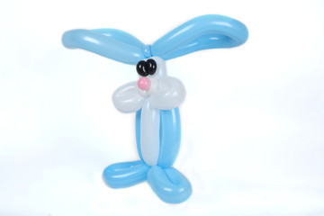 blue balloon easter bunny on white