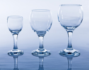 Three empty glasses