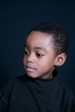 African American Boy With Serious Expression