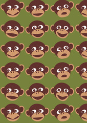 Obraz premium monkey face vector - seamless pattern