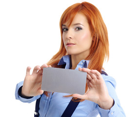 Fototapeta premium Girl with notecard.