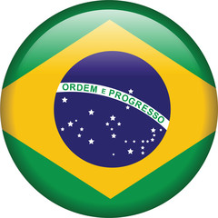 Brazil flag icon, button with official coloring