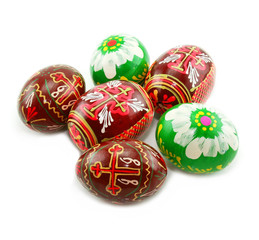 Group of painted Easter eggs isolated