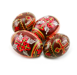 Group of painted Easter eggs isolated