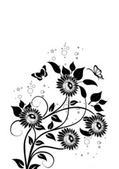 arabesque floral fleurs noires