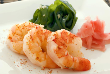 Garnelen mit Seegras Salat