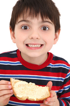 Boy Eating Toast and Butter