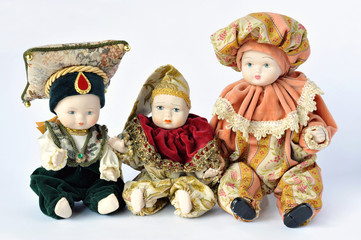 Ornamental ceramic dummies over white