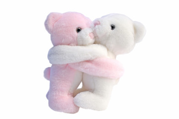 Valentine day with two little kissing bears.